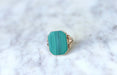 Rose gold and malachite signet ring 58 Facettes