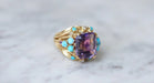Ring 57 Cocktail Ring Yellow Gold Amethyst Turquoise Diamonds 58 Facettes