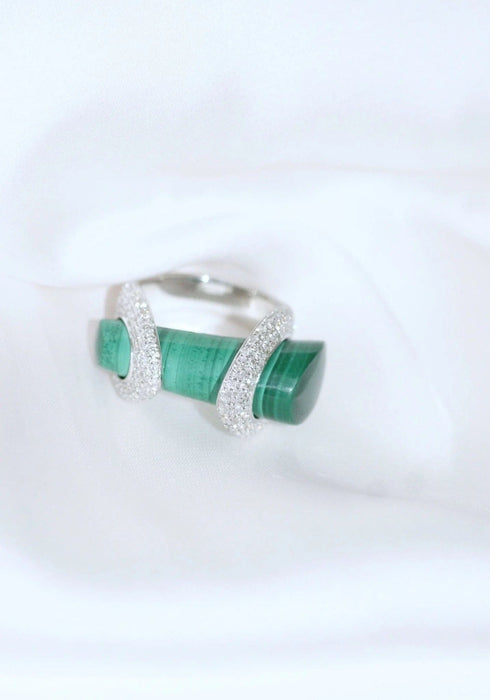 Bague Bague Cocktail Gucci, malachite et diamants sur or blanc 58 Facettes