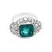 Ring 53 Art Deco ring in platinum, emerald and diamonds. 58 Facettes 30766