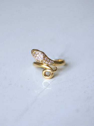 Bague serpent enroulé vintage en or jaune et diamants 58 Facettes
