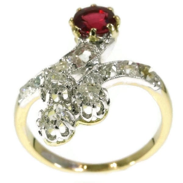 Bague 50 Bague avec diamants et rubis 58 Facettes 16077-0041