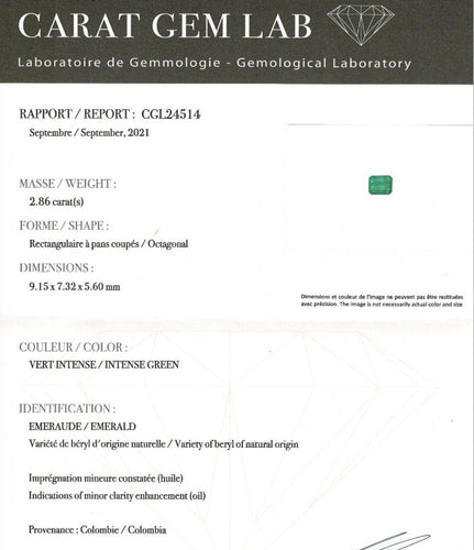 Bague 58 Bague or jaune, émeraude 2.86 carats, diamants baguettes. 58 Facettes 30650