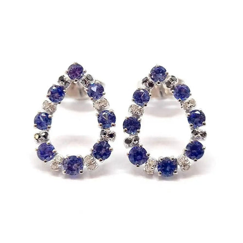 Boucles d'oreilles Boucles d'oreilles poire saphirs diamants or blanc 58 Facettes