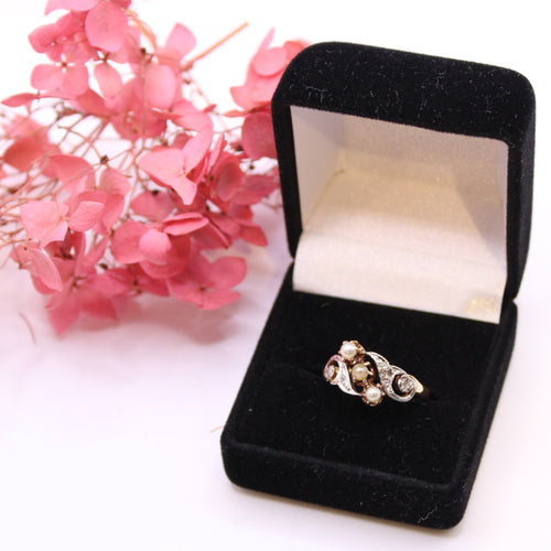 Bague Bague Trilogie Belle Epoque Perles fines Diamants 58 Facettes