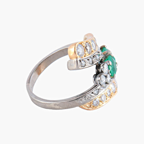 Bague 51 / Or Rose / Diamants BAGUE "JOSEPHINE" DIAMANTS & EMERAUDES 58 Facettes BO/150045