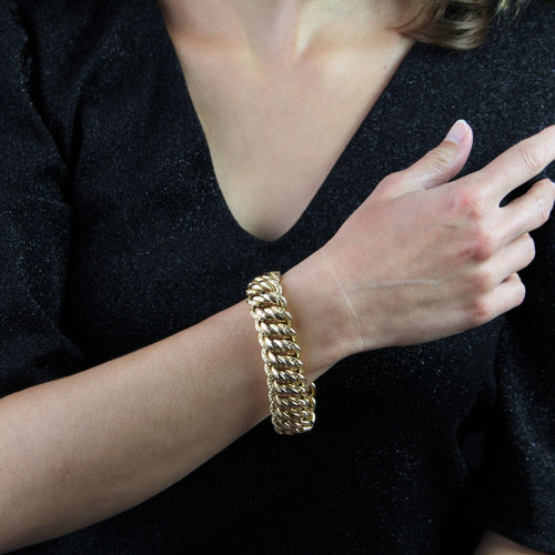 Bracelet Large Gourmette or jaune américaine 58 Facettes CVBR21