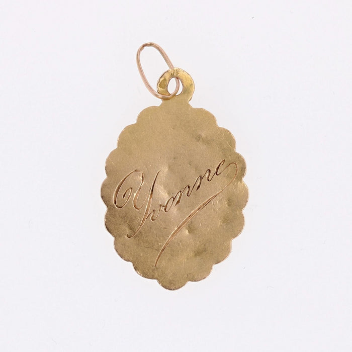 Pendentif Médaille ancienne ovale polylobée Vierge Marie 58 Facettes 6105B