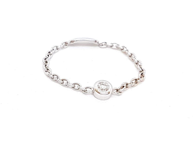 Bague Bague Chaînette Or blanc Diamant 58 Facettes