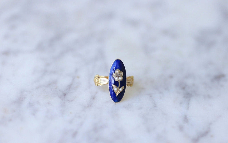 Bague Bague sentimentale fleur perles sur émail 58 Facettes