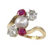 Ring 54 Gold ring with diamonds, rubies, natural pearl 58 Facettes 22298-0292