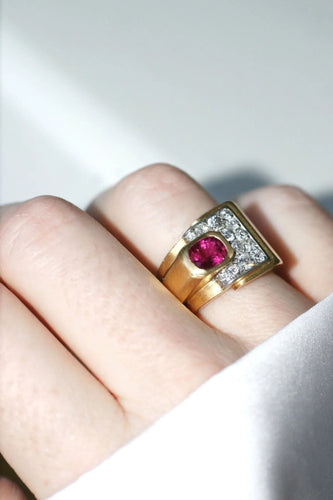 Bague 51 Bague Tank tourmaline rose et diamants 58 Facettes