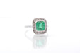 Ring 57 Art Deco Ring Platinum Emerald Diamonds 58 Facettes 25414