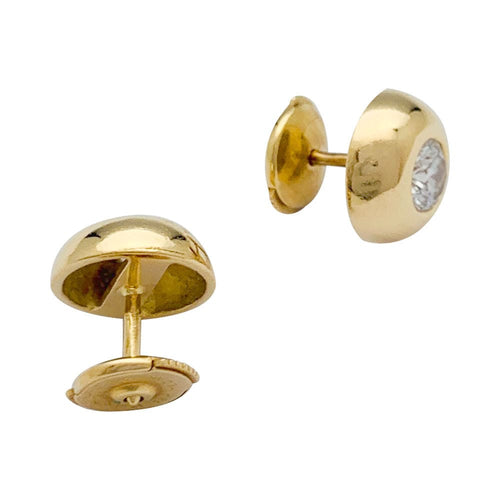 Boucles d'oreilles Puces d'oreilles en or jaune et diamants. 58 Facettes 31223