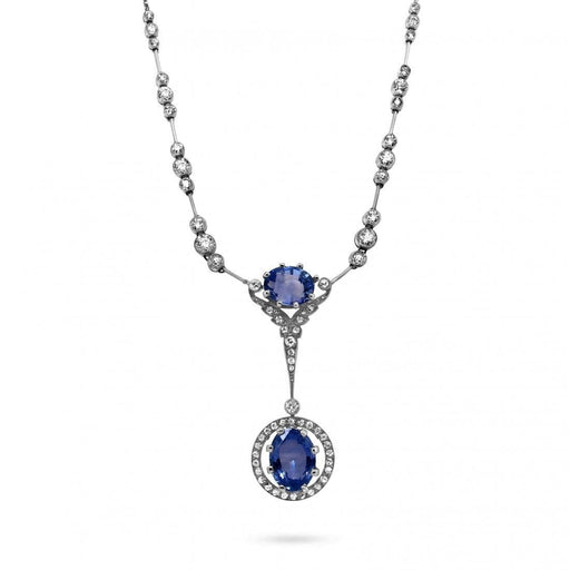 Collier Collier or gris saphir bleu diamants 58 Facettes 63700086