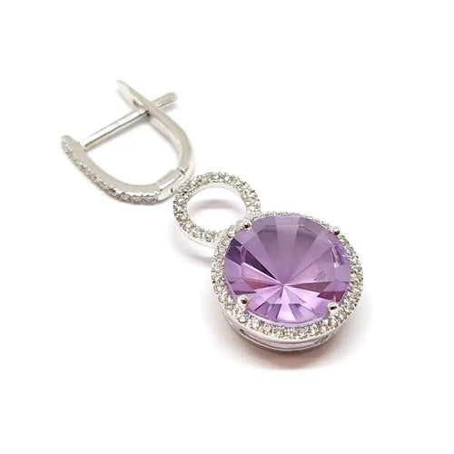 Boucles d'oreilles Boucles d'oreilles améthystes diamants or blanc 58 Facettes