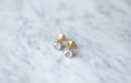 Clous earrings in yellow gold, crowned pink diamonds 58 Facettes