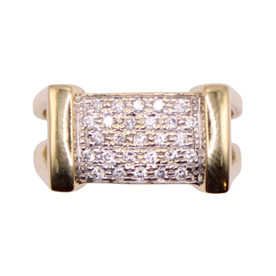 Bague - Or 10K jaune semi-éternité large pavé cz - RIG428 main image 0