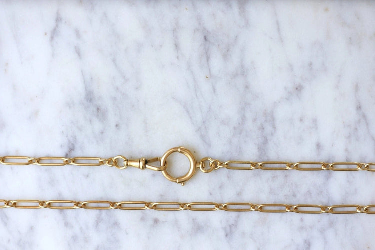 Collier Chaîne ancienne maille rectangle en or jaune 58 Facettes