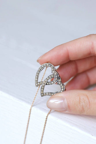 Collier Collier ancien double cœur perles 58 Facettes