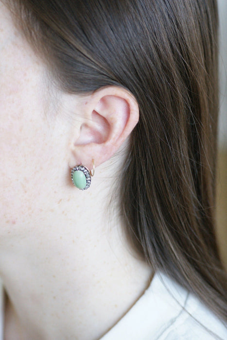 Boucles d'oreilles Boucles d'oreilles turquoises entourage diamants 58 Facettes