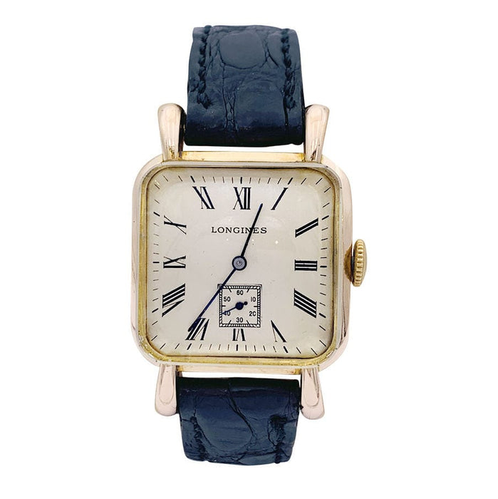 Montre Montre vintage Longines, or rose, cuir. 58 Facettes 32485