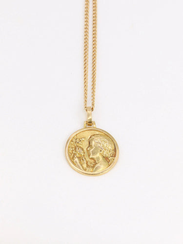 Pendentif Médaille ancienne en or figurant la fillette à la rose 58 Facettes 801