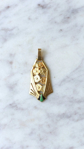 Pendentif Pendentif Art Déco fleur or jaune et émail 58 Facettes