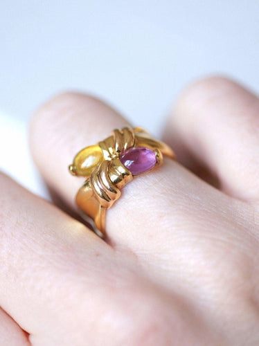 Bague Bague vintage Toi & Moi, tourmaline rose et citrine 58 Facettes