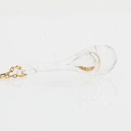 Pendentif Chaîne en or et son pendentif en verre et paillettes dorées 58 Facettes 21-268