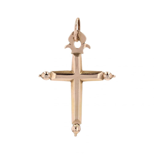 Pendentif Croix bâton ancienne or rose 58 Facettes 21-163