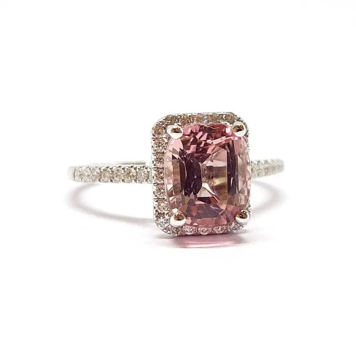 Bague Bague tourmaline rose diamants or blanc 58 Facettes