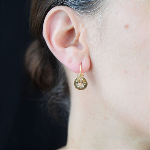Boucles d'oreilles Dormeuses anciennes or rose perles fines 58 Facettes 20-185