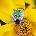 Ring 55 Ring you and me emerald sapphire diamonds 58 Facettes CV80