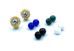 Gilbert Albert earrings. Yellow gold earrings, diamonds and interchangeable beads. 58 Facettes