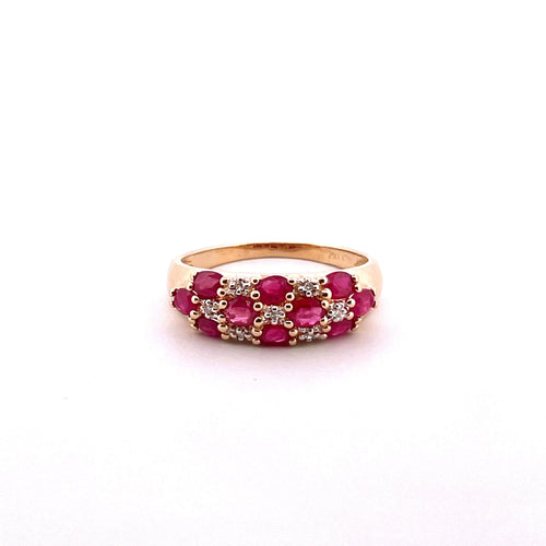 Bague Bague en Or jaune rubis & diamants 58 Facettes