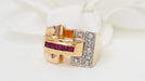 Ring 51 Gold Tank Ring Diamonds Ruby 58 Facettes 29146