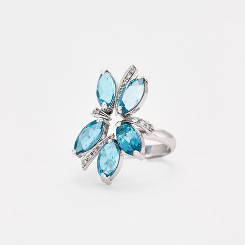 Bague 56 Bague diamants et topazes 58 Facettes 2589