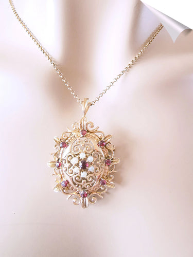 Pendentif Pendentif  Broche Grenats Perles de culture 58 Facettes AB 1083