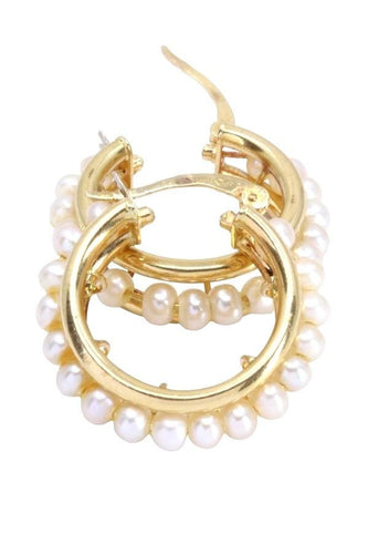 Boucles d'oreilles CRÉOLES MODERNES PERLES 58 Facettes 064421