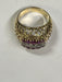 Ring 56 Domed Ring Yellow Gold Platinum Diamonds Ruby 58 Facettes 4461 LOT