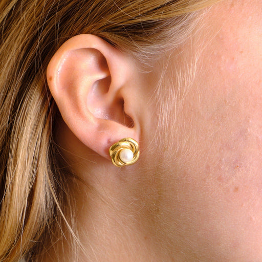 Boucles d'oreilles Boucles d'oreilles vintage, or jaune et perles 58 Facettes