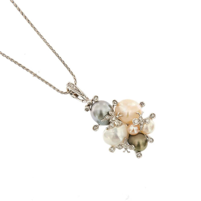 Collier Collier pendentif perles et diamants 58 Facettes 32493