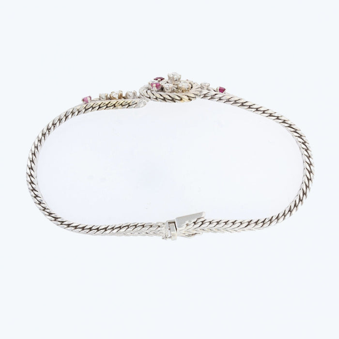 Bracelet Bracelet vintage or blanc rubis diamants 58 Facettes 22-556