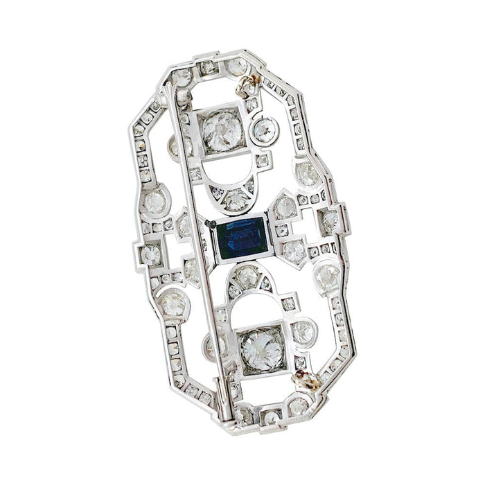 Broche Broche Art Déco en platine, or blanc, saphir et diamants. 58 Facettes 31225