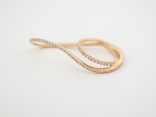 Bague 54 bague 2 doigts en or jaune 18k et 74 diamants 0.296ct 58 Facettes 247853