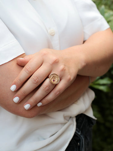 Bague Bague en Or jaune & rubis de synthèse 58 Facettes 742