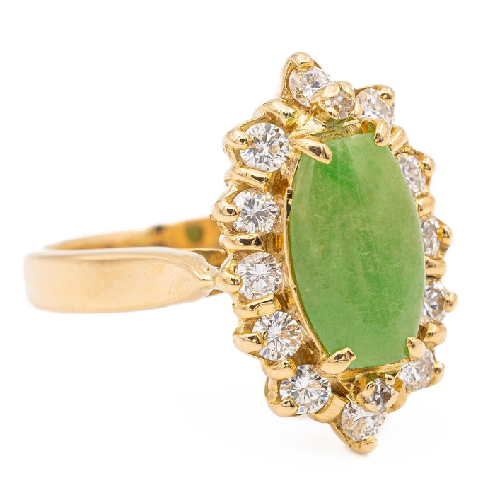 Bague 48 Bague Marquise Or jaune Jade Jadéite 58 Facettes 2432037CN