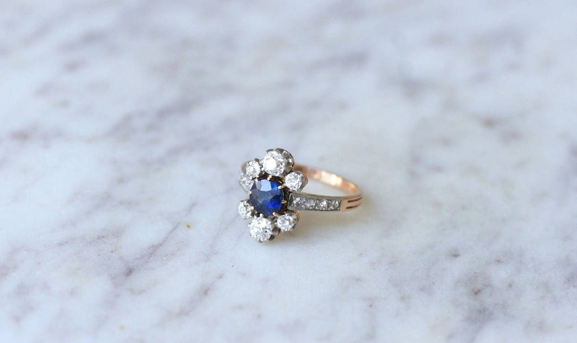 Bague Bague Marguerite Belle Epoque saphir & diamants 58 Facettes