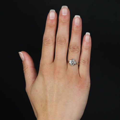 Bague 55 Bague ancienne trèfle diamants taillés en rose 58 Facettes 13-045